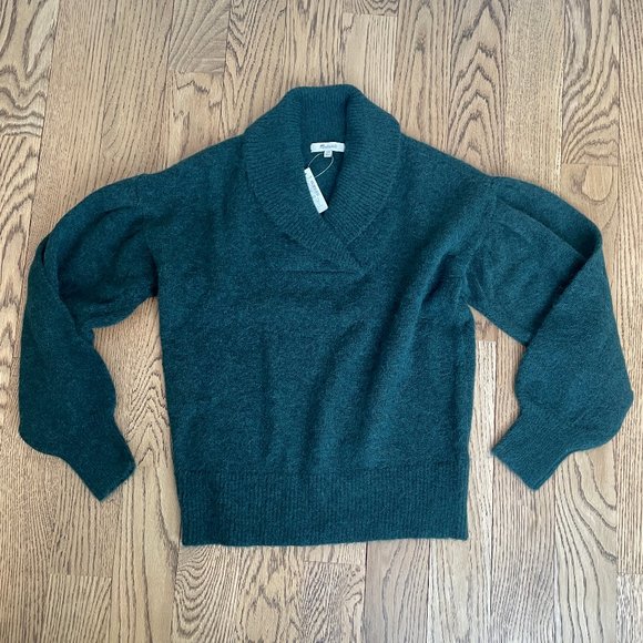 NWT Madewell Vinson Shawl-Collar Sweater, Green, XXS - Picture 2 of 10